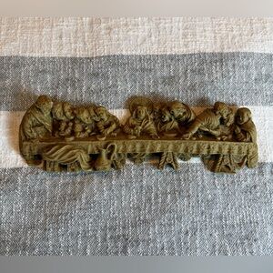 Vintage Carved Stone/Resin 3D The Last Supper Sculpture Jesus Christ Hangs